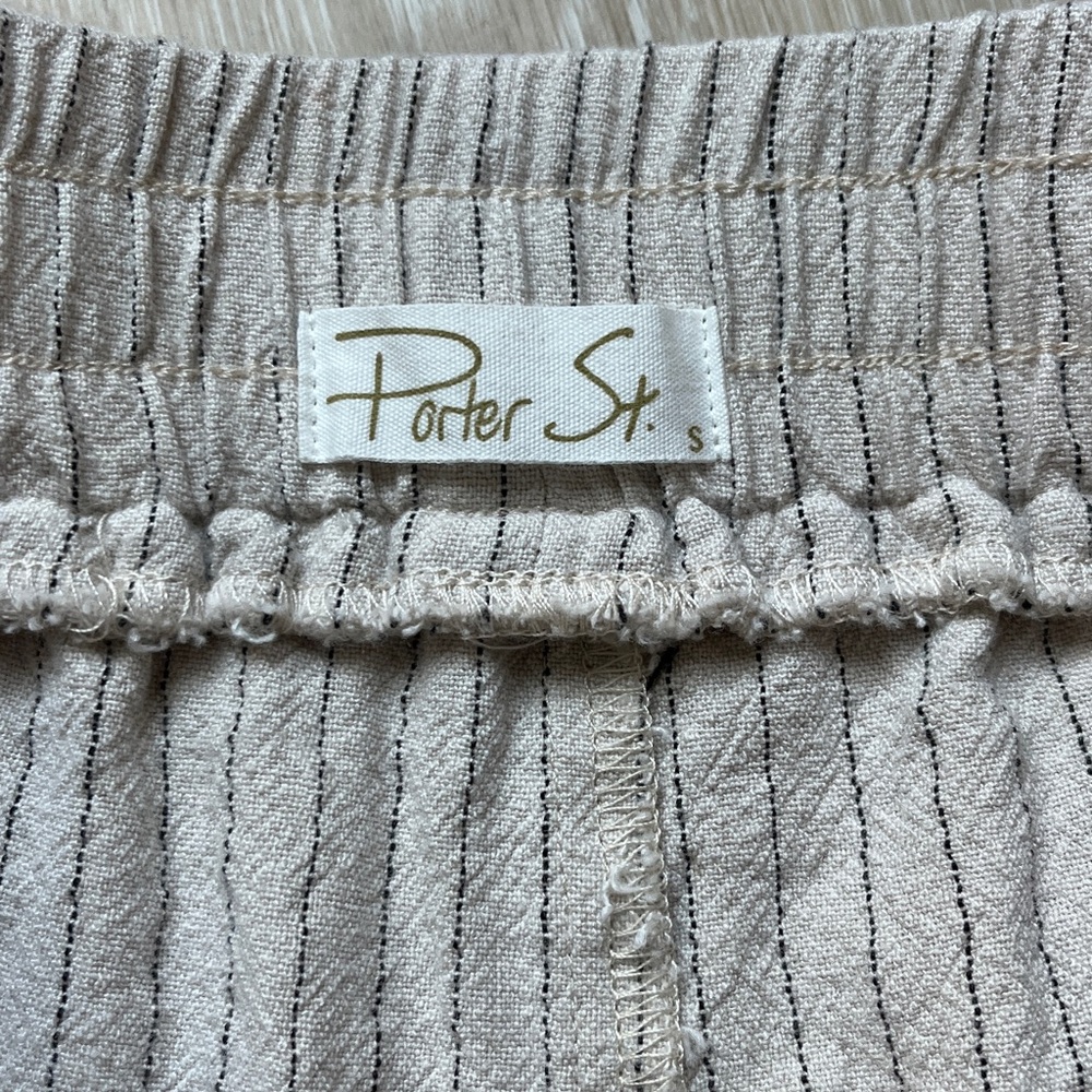Women's Wide-Leg Striped Lounge Pants - Light Beige - Picture 2 of 3